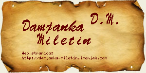 Damjanka Miletin vizit kartica